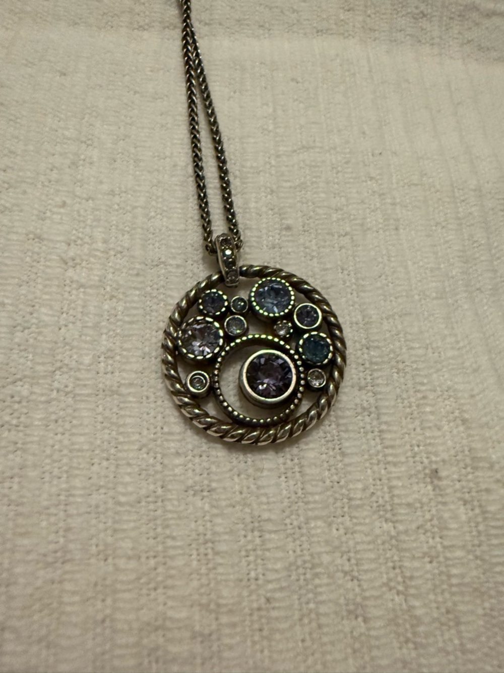 Brighton Silver Necklace with Blue and Purple Crystals - Picture 2 of 3